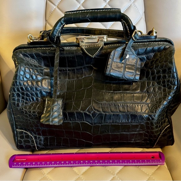Dooney & Bourke Blackish Green Croc-Embossed Travel Bag - Picture 1 of 7